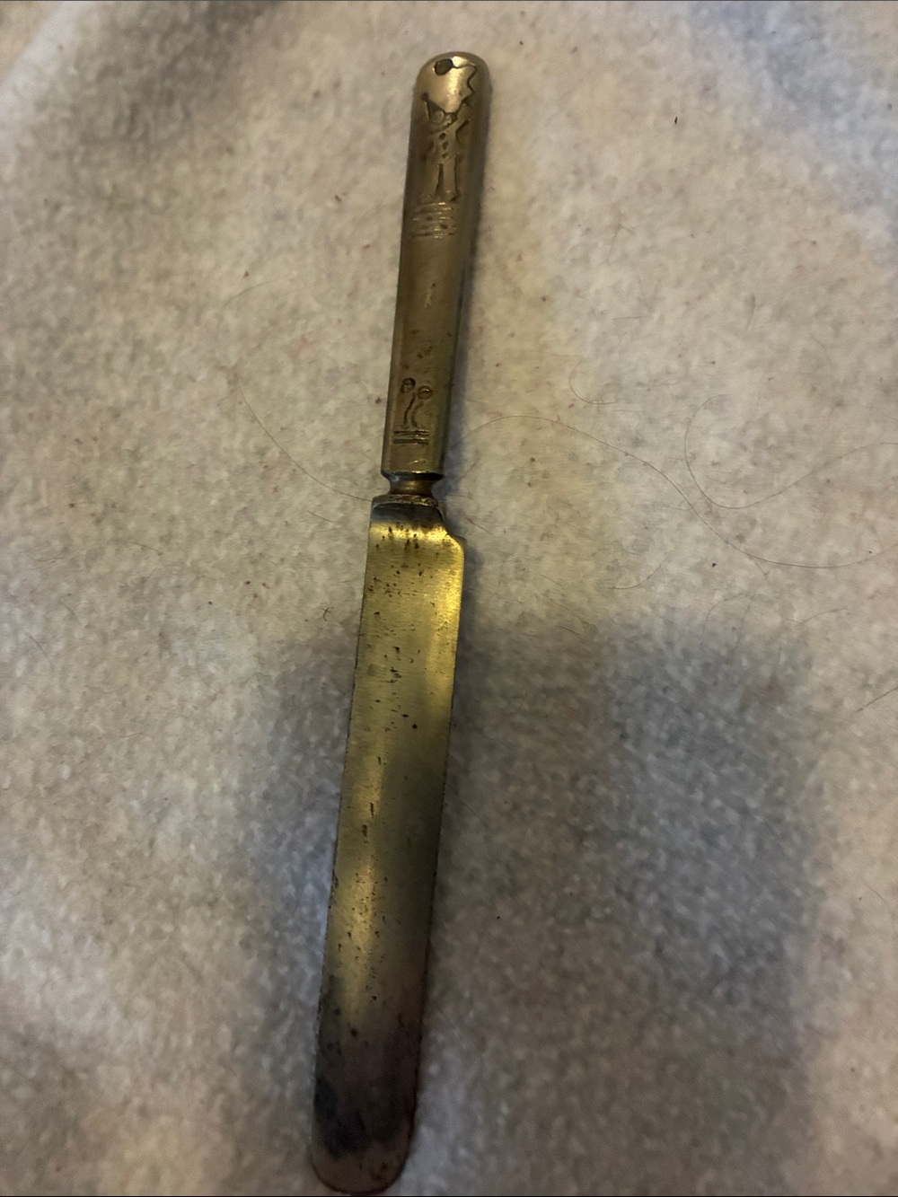 1919-1940 Child’s Clown Etched silver tone knife utensil.